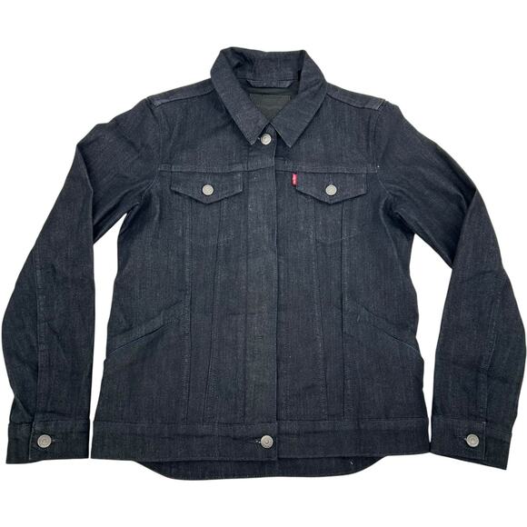 Women's Small Eco Indigo Denim Levi's Commuter Trucker II‎ Jacket Black Label - Picture 1 of 14
